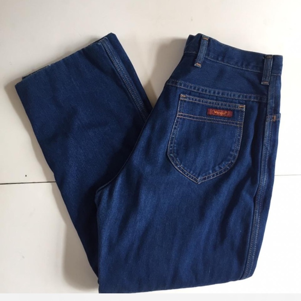 Vintage Wrangler high waisted fleece lined dark wash jeans